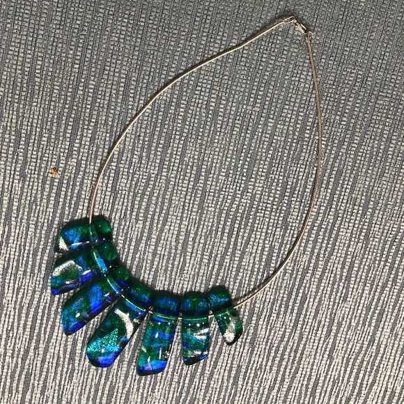 Necklace - Unique - Handcrafted - Art Glass pendants on a 15.5" silver chain - Picture 3 of 6